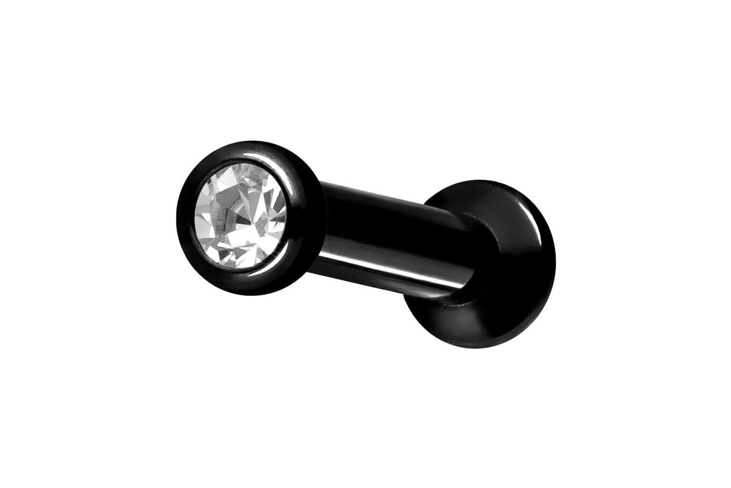 Titan Triple Piercing Mini Labret mit Push Fit FLAT-DISC + KRISTALL